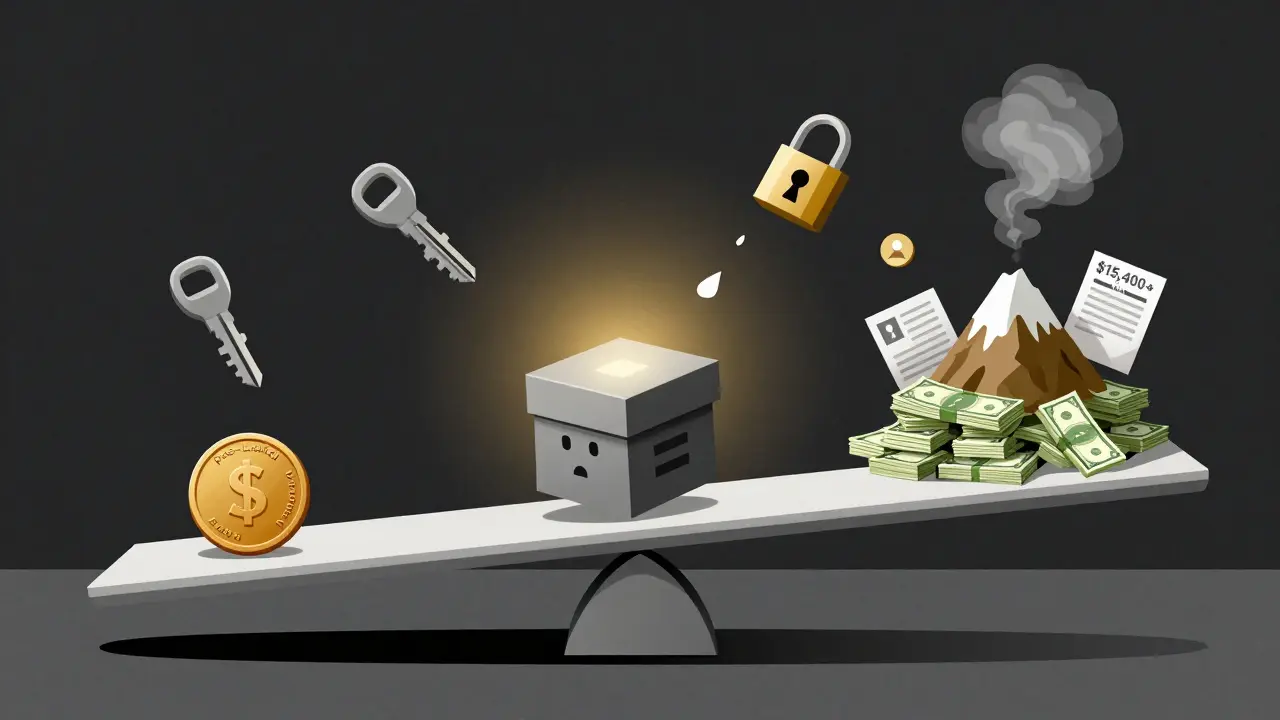 A scale balancing low-cost pre-launch security test against massive post-launch breach costs.