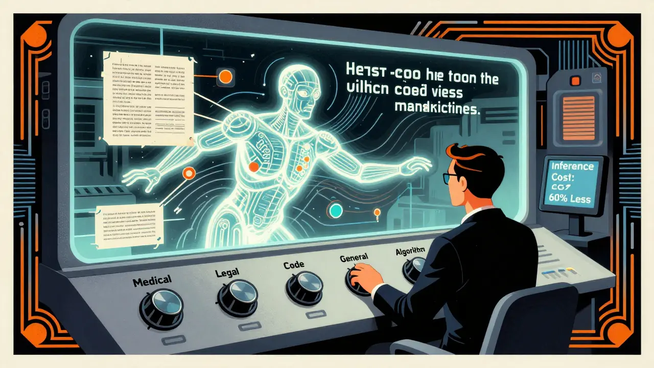 A control room where an operator adjusts data ratios, transforming a corpus with precision and removing bias.