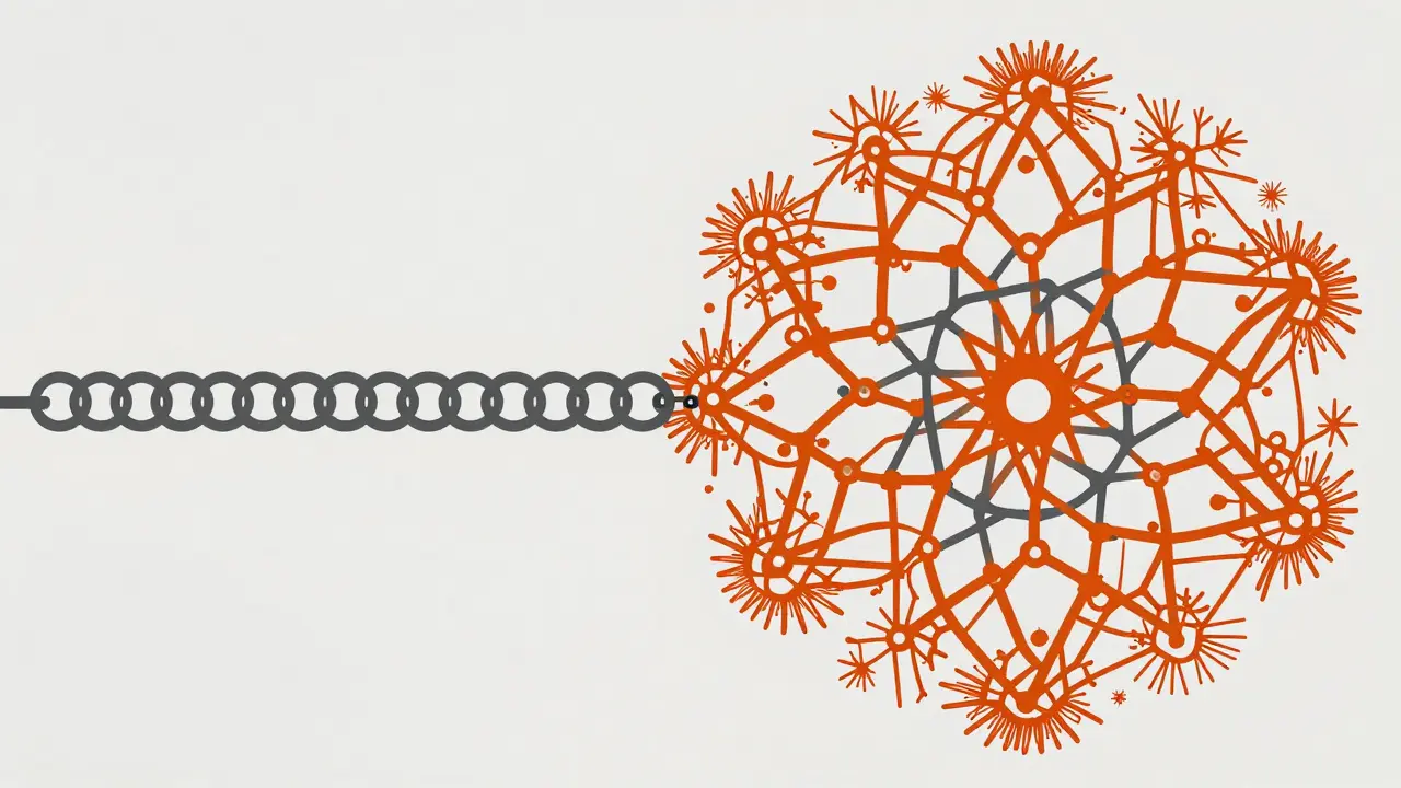 Geometric shapes merging linear and adaptive patterns into a hybrid form.