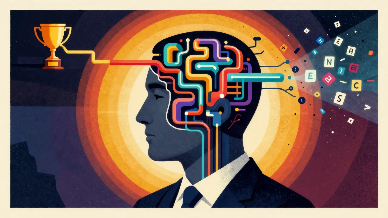 Avant-garde illustration of a head containing a colorful labyrinth of AI circuitry and risks.