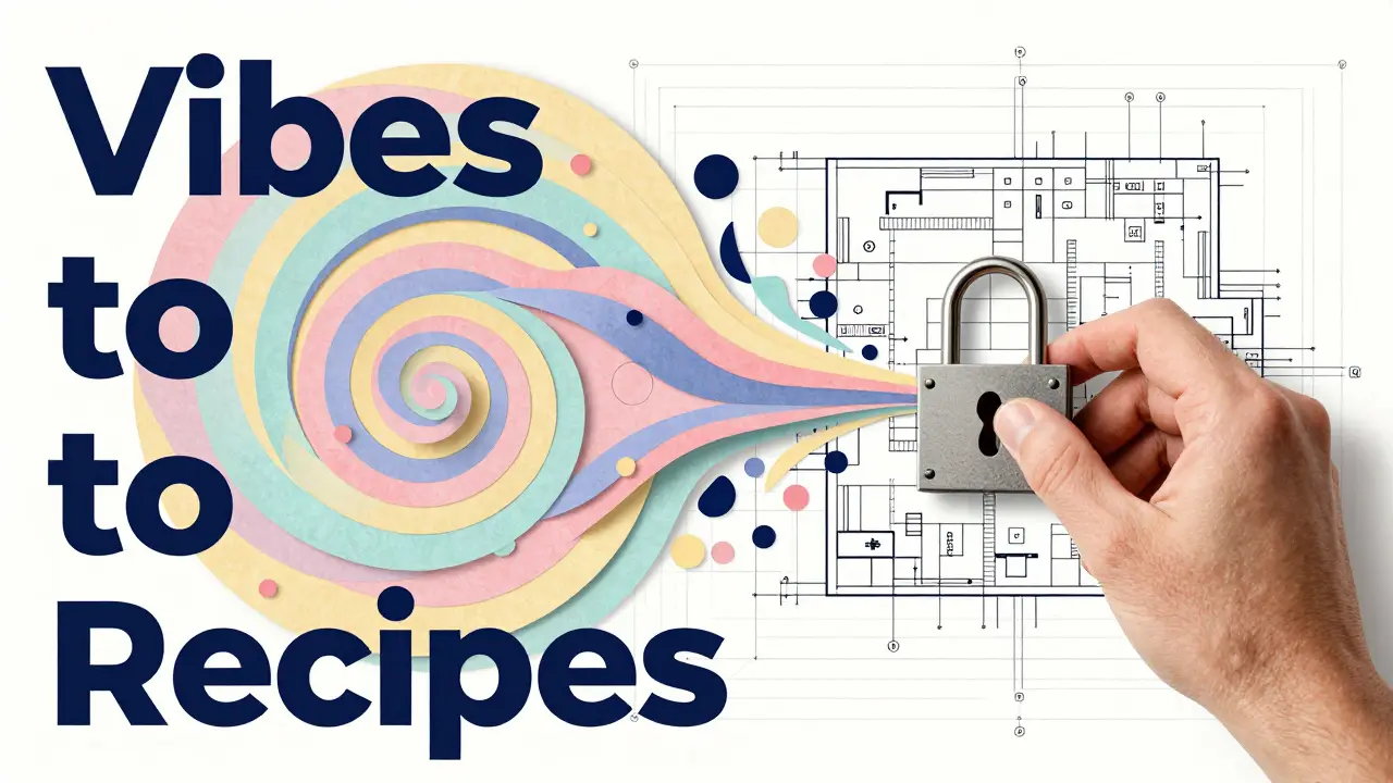 Conceptual art showing a transition from chaotic colors to a structured, secure blueprint.