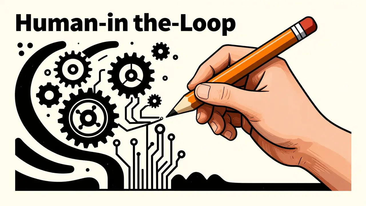 Stylized human hand refining a vortex of mechanical gears and robotic circuitry.