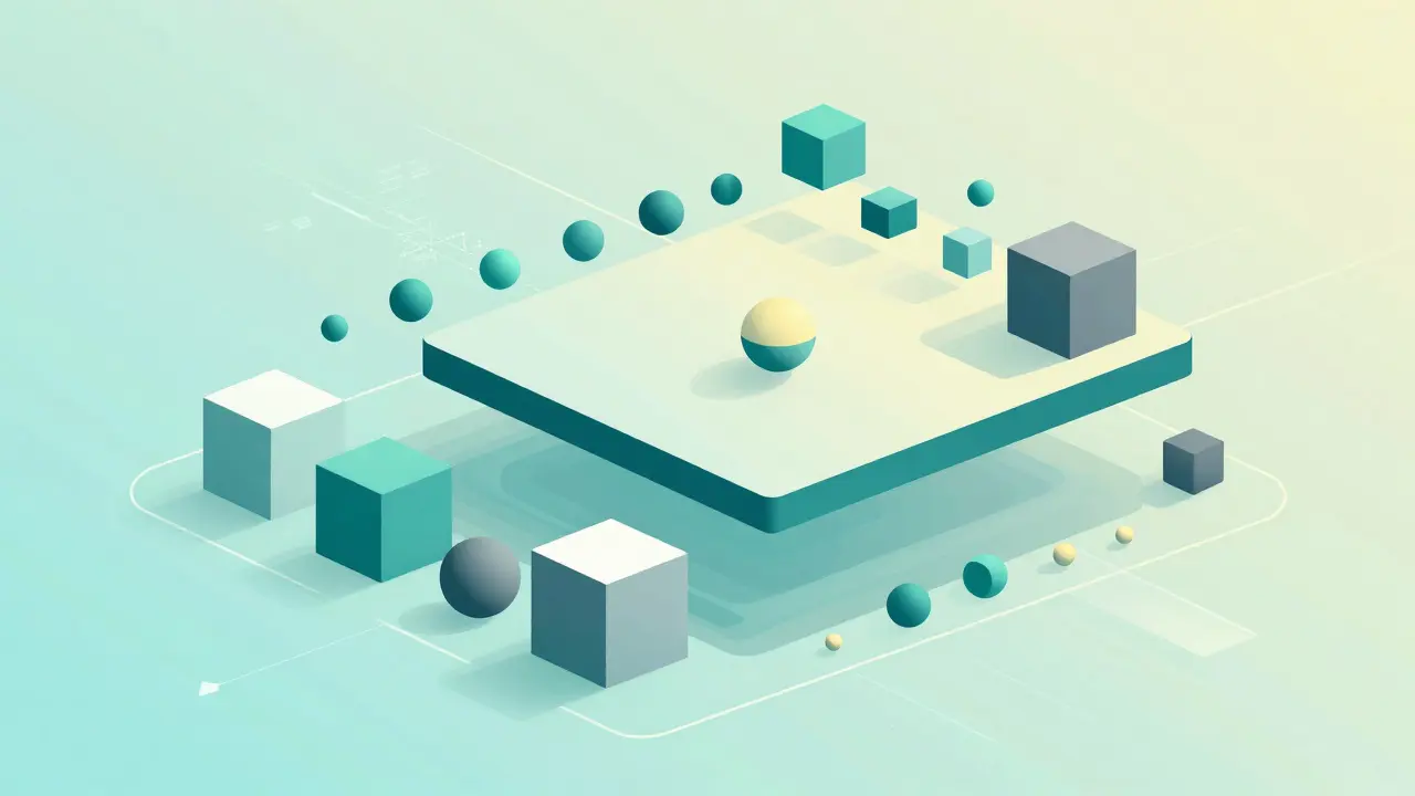 Abstract depiction of AI model simplification using low-rank methods