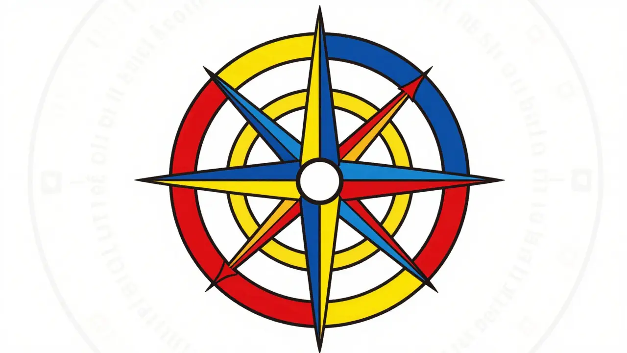 Geometric illustration of rotating circles and arrows symbolizing rotary positional embeddings.