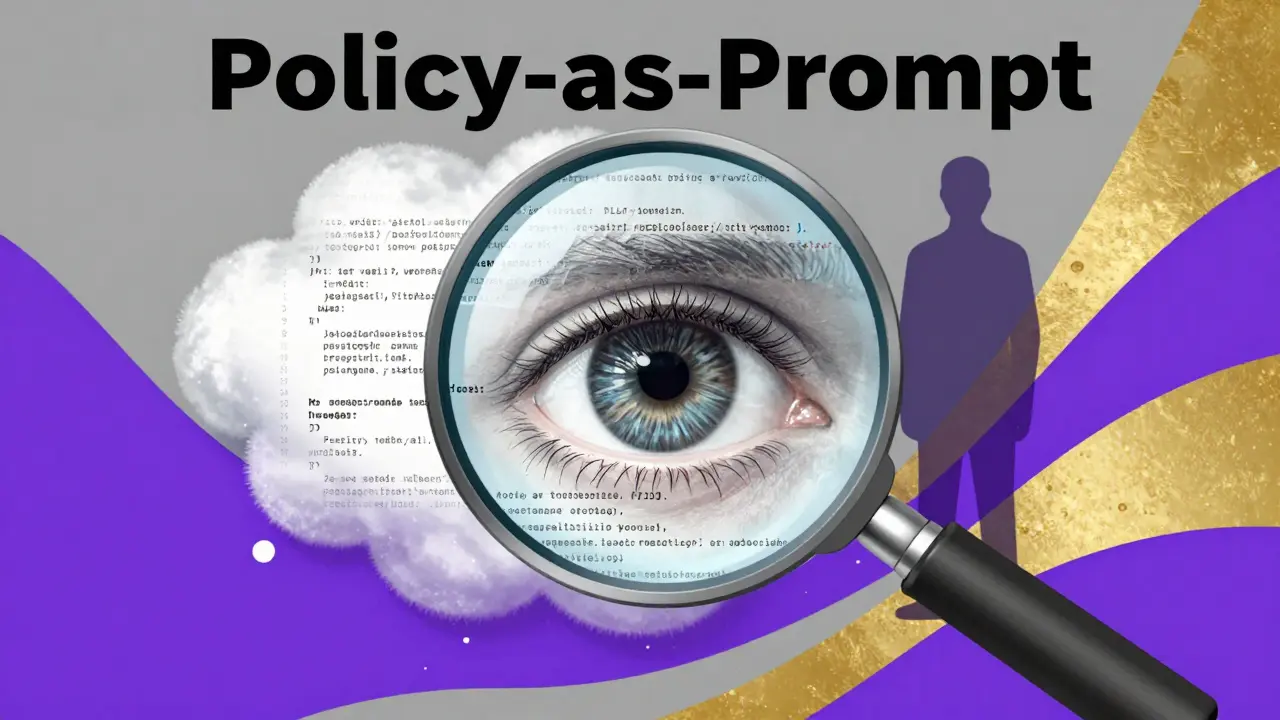 Graphic art depicting human oversight and policy rules guiding an AI language model.