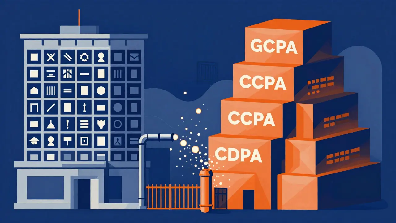 Graphic illustration of GDPR and CCPA data mapping structures