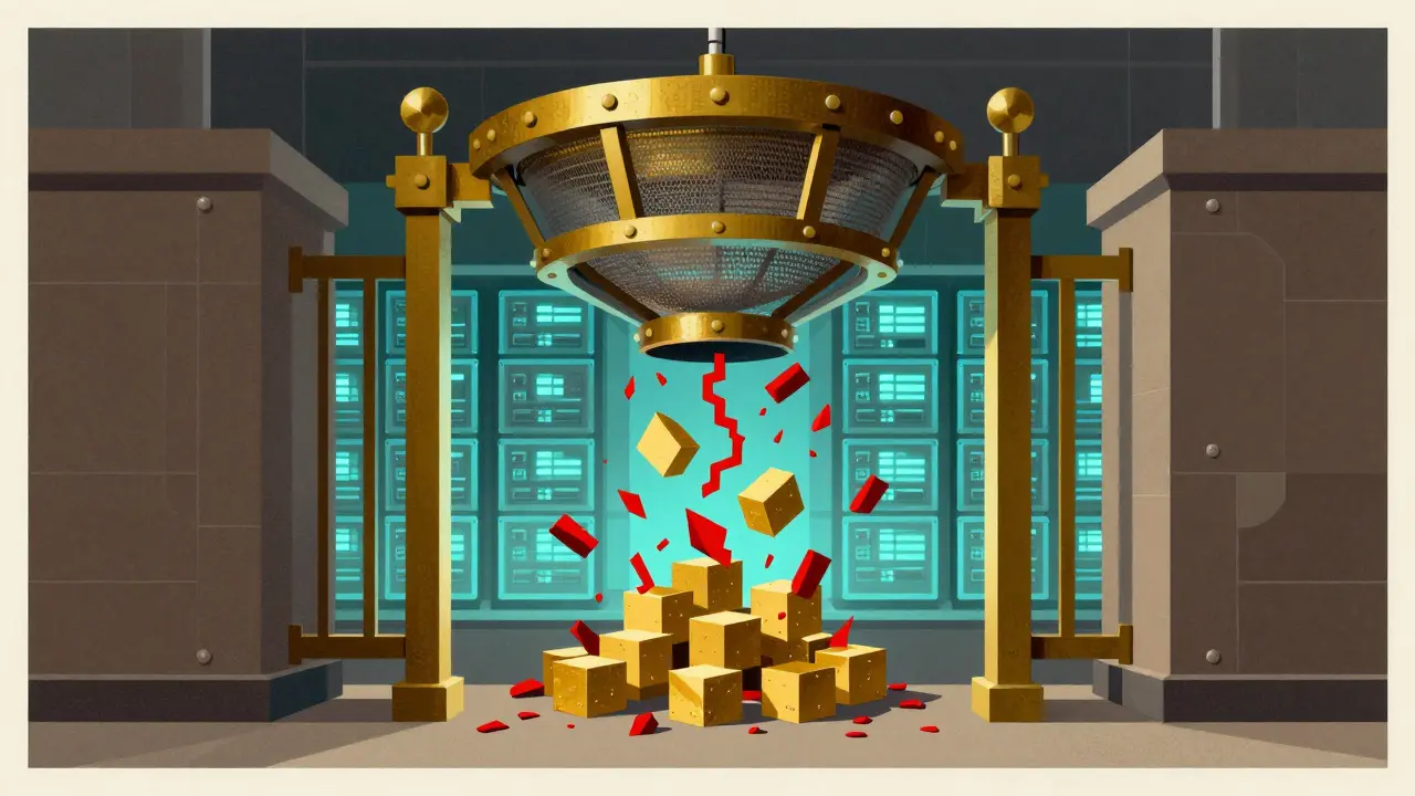 Symbolic gate filtering chaotic data into safe components