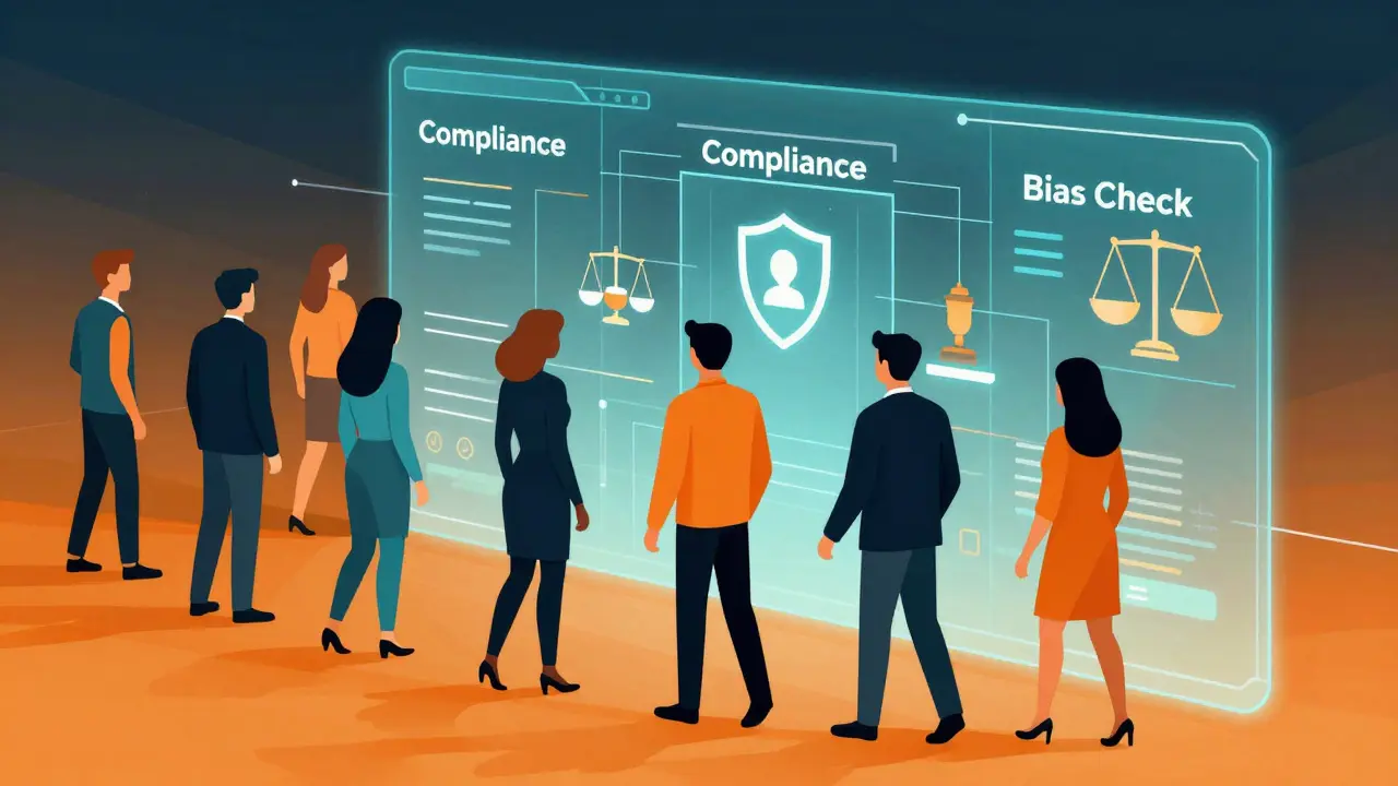 Abstract figures passing through a digital compliance filter in graphic art