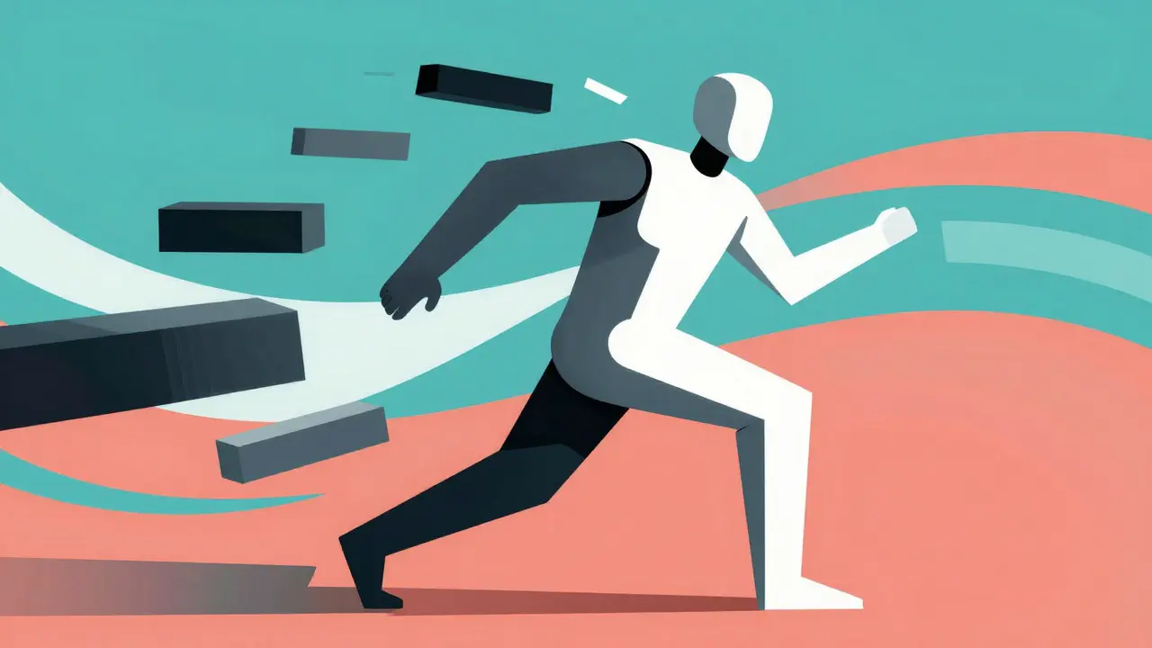 Abstract modular figure shifting shapes, illustrating dynamic AI style adaptation