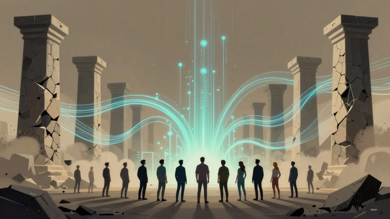 Artistic depiction of evolving AI safety standards replacing old methods