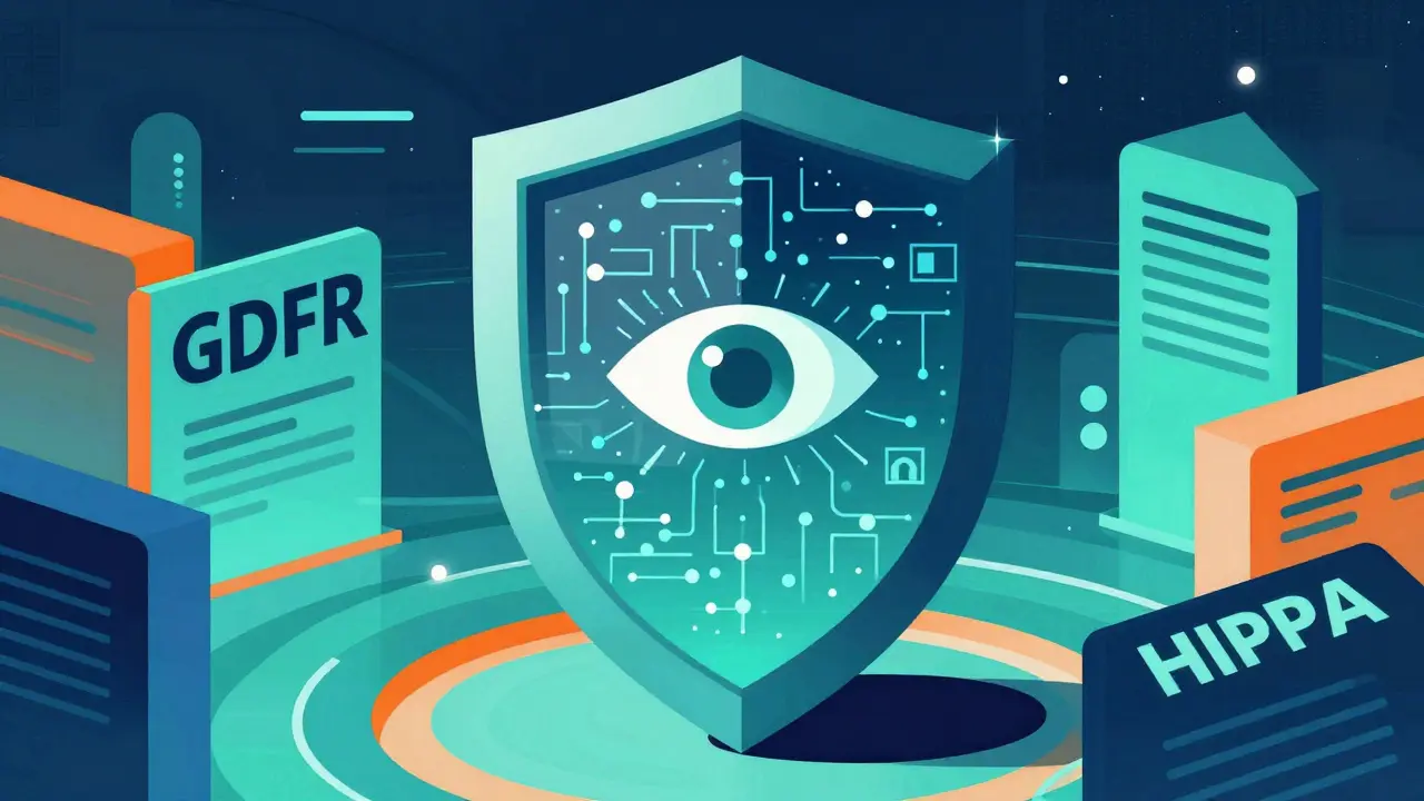 Geometric shield protecting data with AI scanning for security compliance