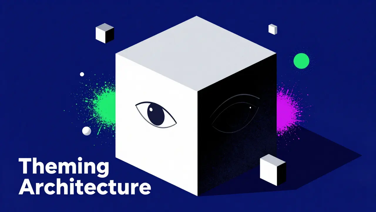 Split cube showing light and dark themes with a watching eye