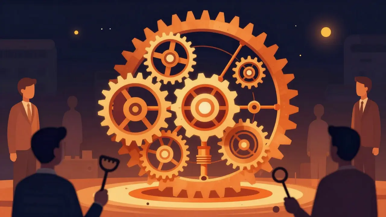 Abstract gears and machinery symbolizing optimized AI infrastructure