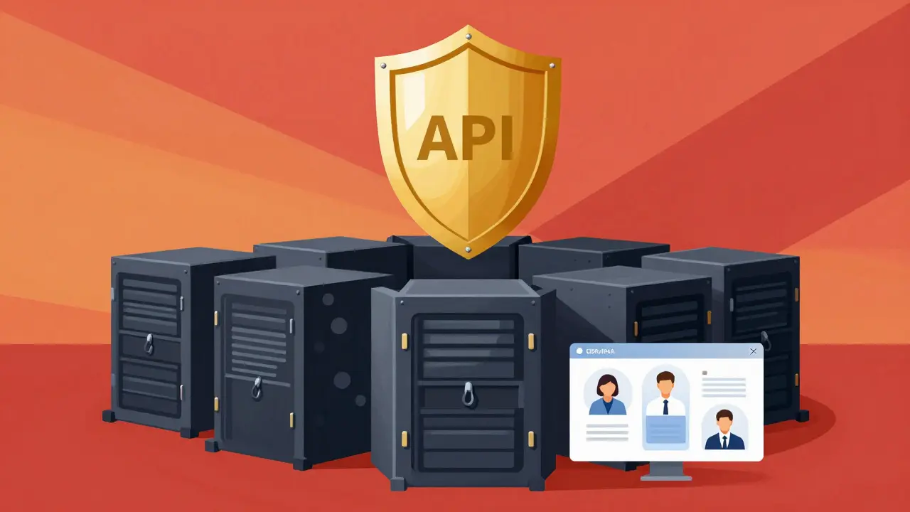 Hybrid strategy showing public API shield and private data fortress
