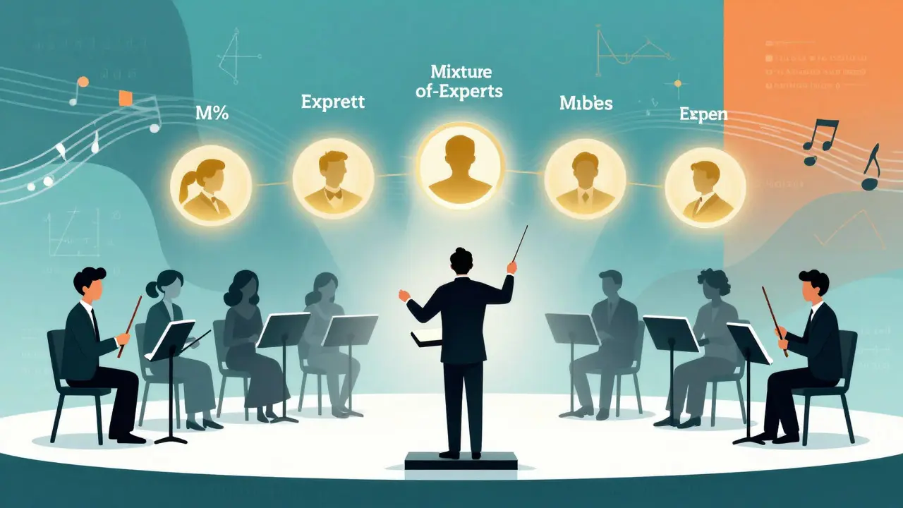 Conductor highlighting few active experts in orchestra