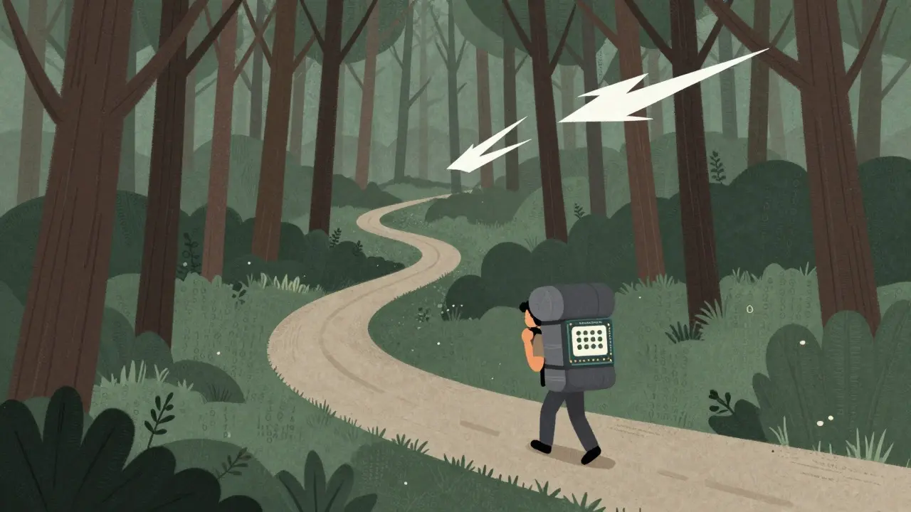 Figure carrying heavy weights on a slow path through code