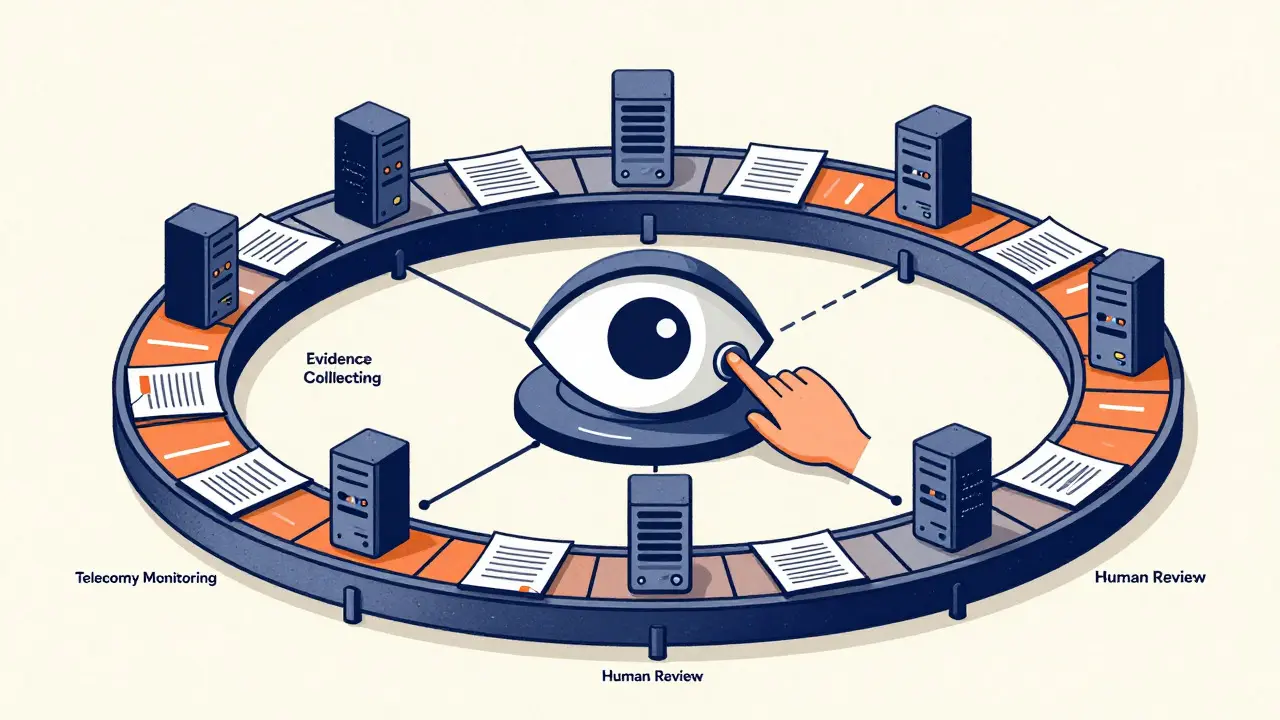 Graphic showing a continuous cycle of AI vendor risk monitoring