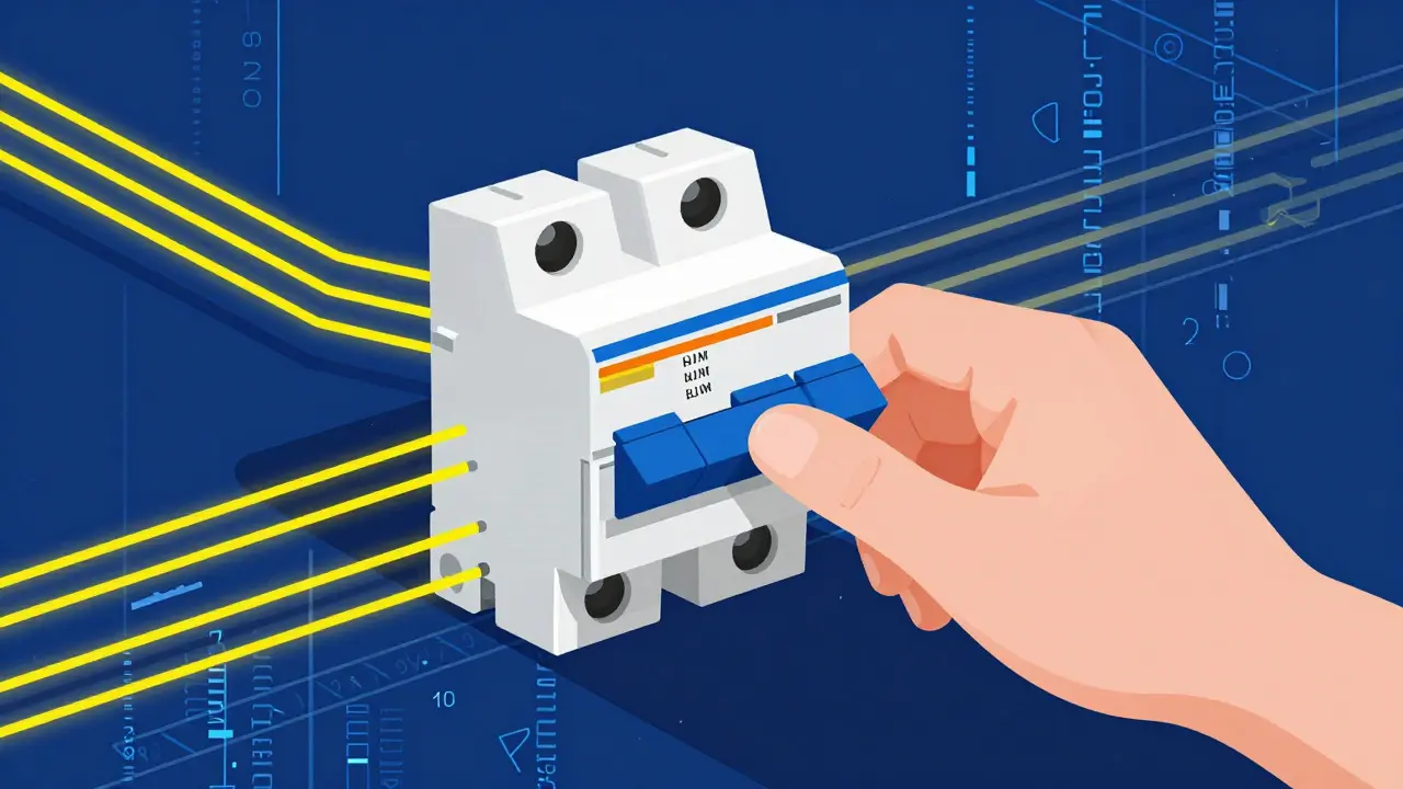 Hand flipping circuit breaker to stop digital data flow