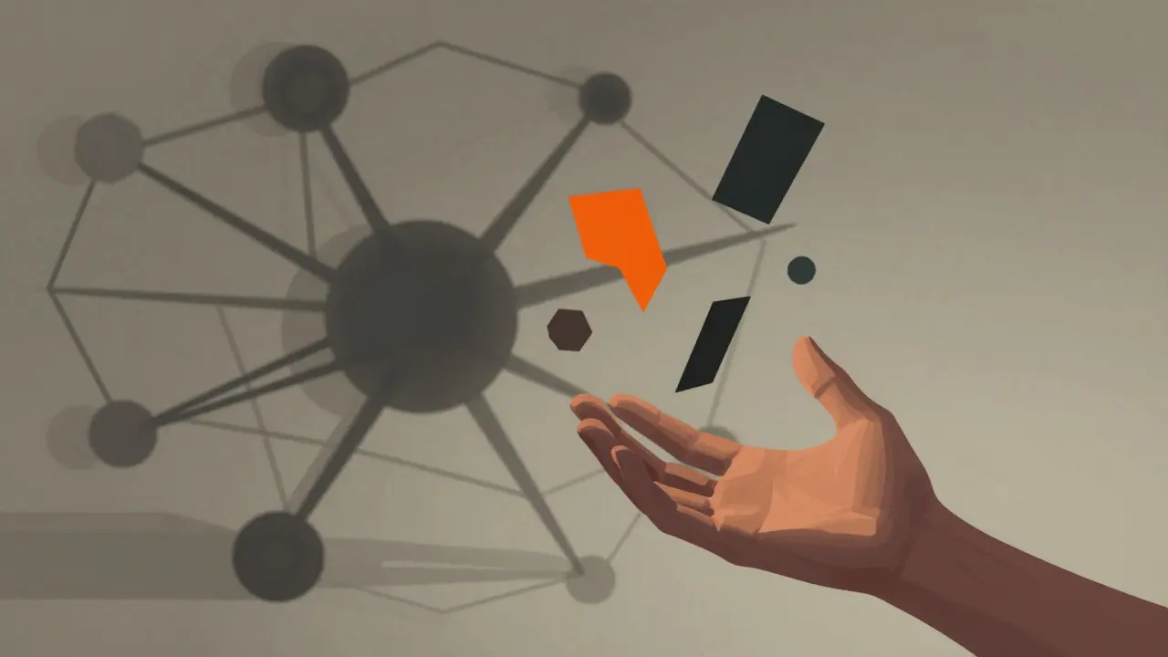 Hand stopping distorted shapes from an AI network, symbolizing error control