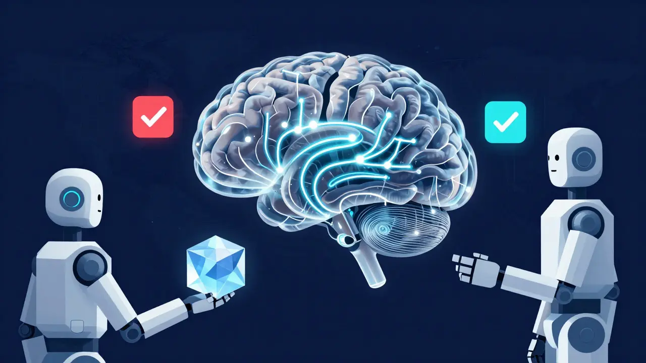 Transparent brain showing logical paths and agents