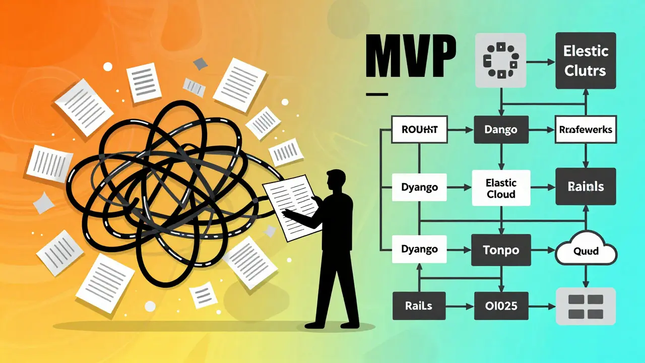 Visual contrast between messy code and structured scalable architecture