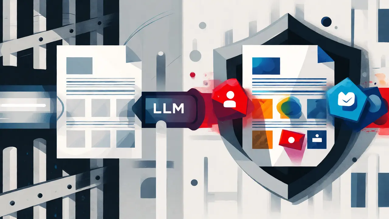 Illustration of data sanitization and restoration for secure LLM outputs