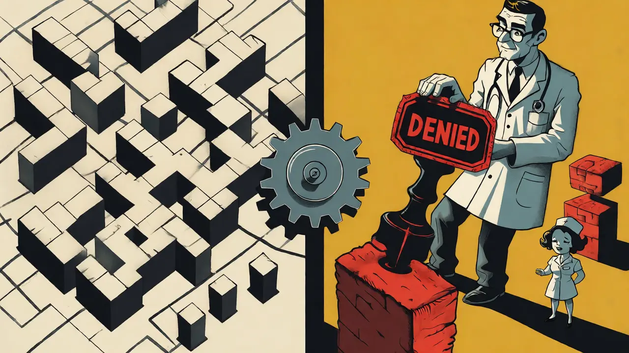 Surreal artwork showing how zip codes lead to biased loan denials